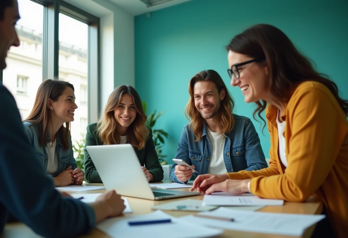 Freelancers at a co-working space