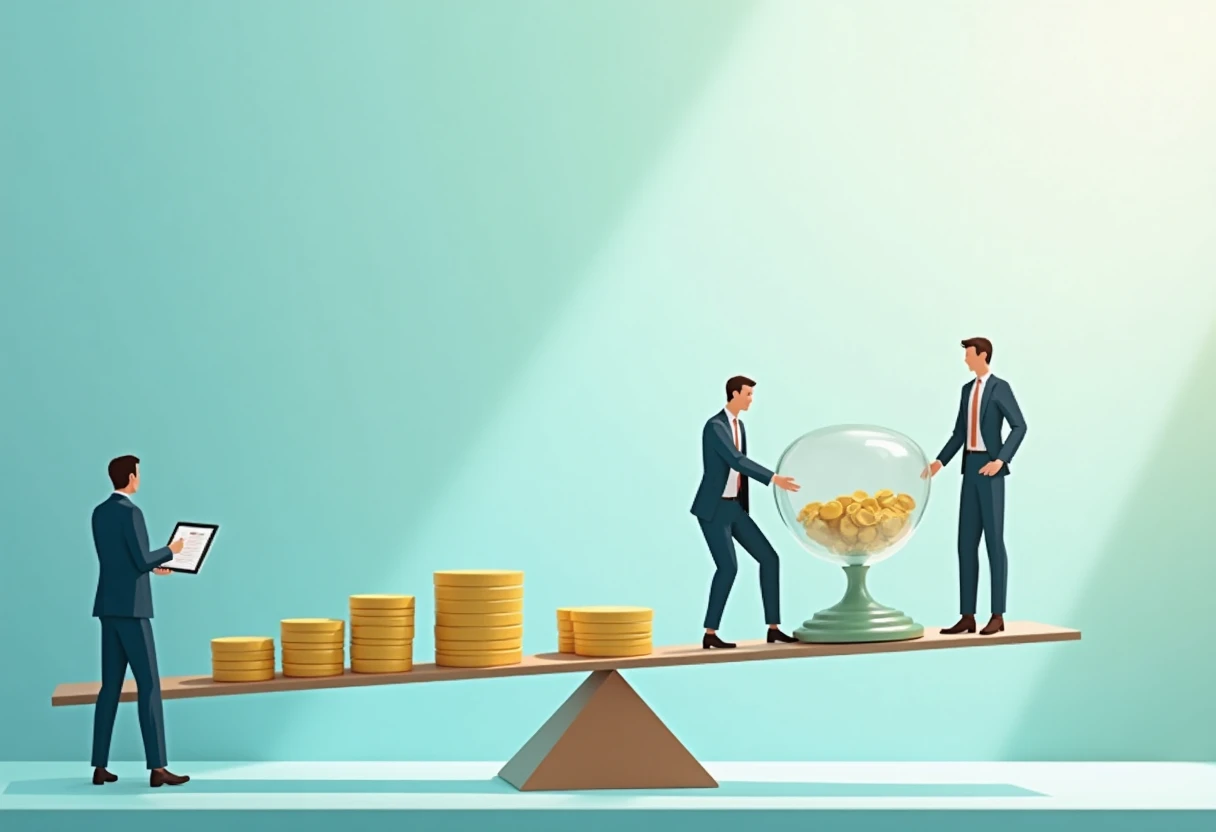 Balance scales representing loan options