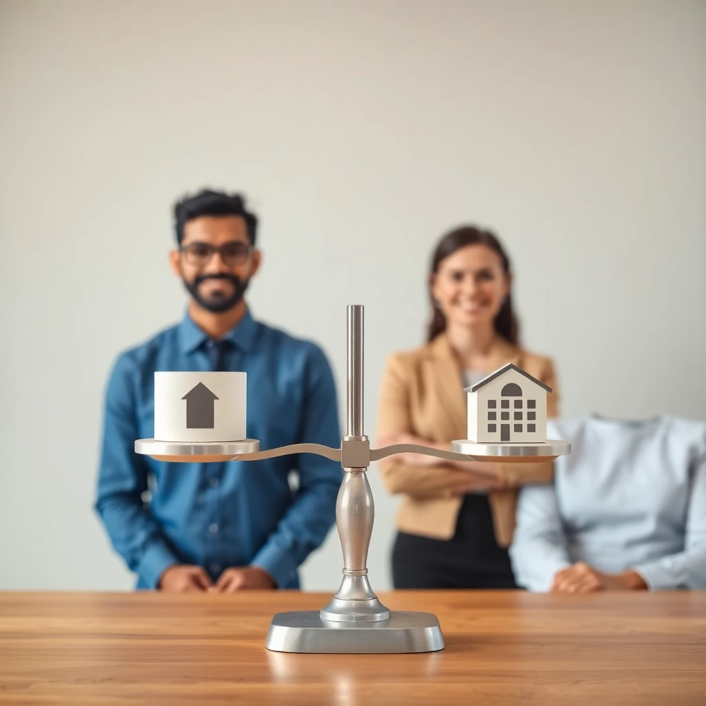 Balance scales with loan options